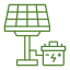 solar panels in the sun green icon