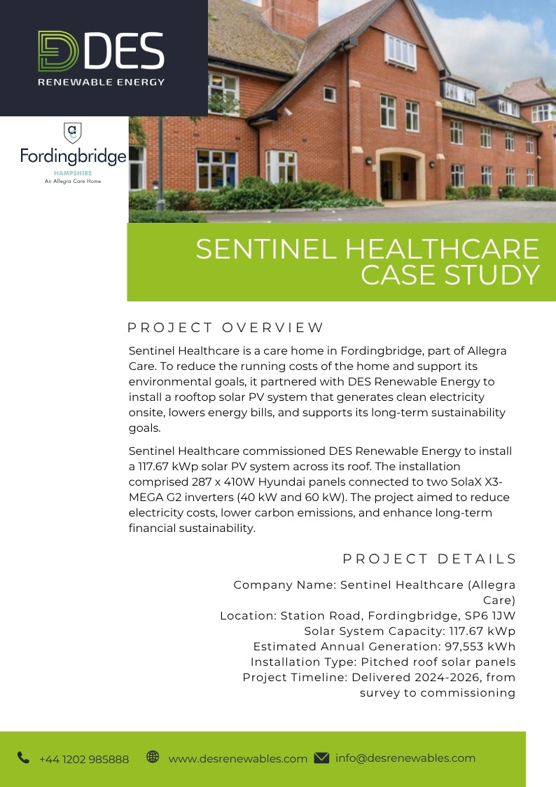 Sentinel Healthcare solar installation by DES Renewable Energy
