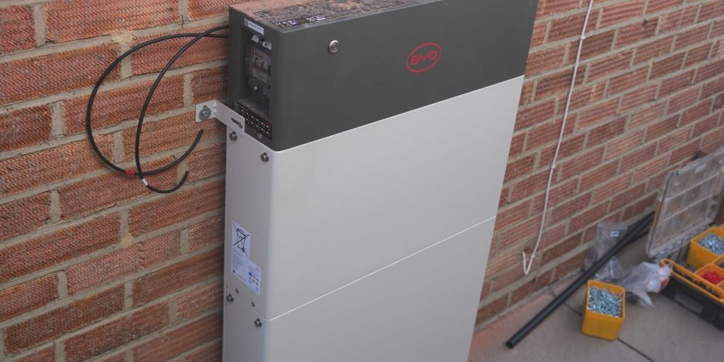 Completed BYD Power-Box hybrid inverter and Battery-Box storage installation at a home in West Moors, Ferndown, Dorset